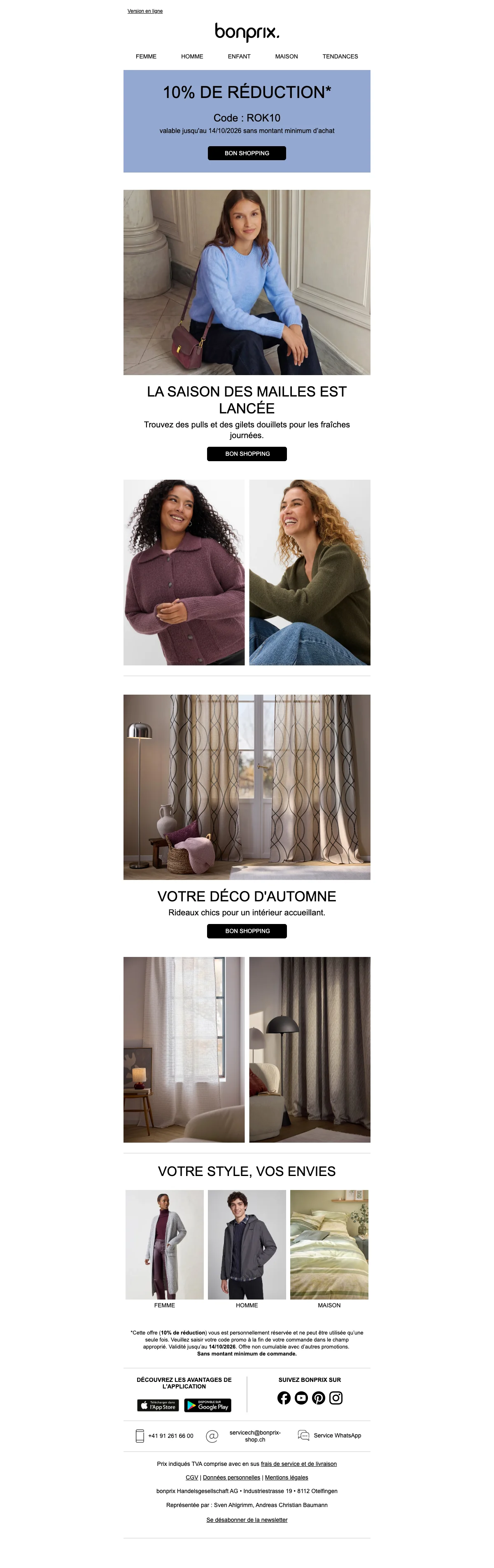 Preuve du coupon - Bonprix - Code promo : [[10% de réduction]] sur votre prochaine commande en ligne