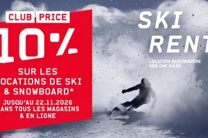 10% sur la location de skis et snowboards - CLUB PRICE