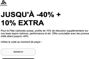 Jusqu'à -40%, plus 10% supplémentaires sur les sous-vêtements techniques.