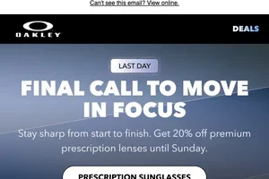 20% Off Prescription Lenses Ends Soon
