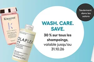 30% de réduction en salon sur tous les shampoings | Soins d’hiver KMS