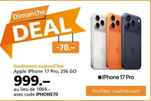 Aujourd'hui seulement : fr. 70.– de réduction sur l'iPhone 17 Pro📱