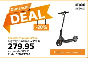 Aujourd'hui seulement : fr. 70.– de réduction sur les trottinettes électriques Segway-Ninebot 🛴