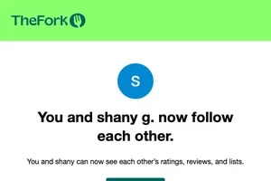 shany g. is now following you on TheFork!
