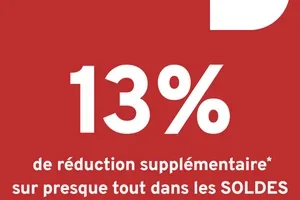 ✨ Offre prolongée : 13% extra sur les soldes !*