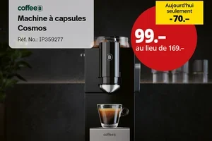 Aujourd'hui seulement : CHF 70.– de réduction sur CoffeeB ☕