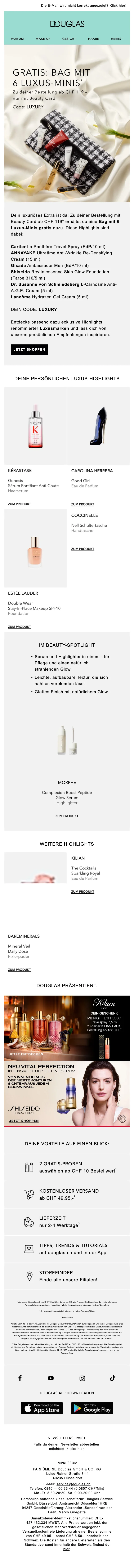 Preuve du coupon - Douglas - [[Cadeau gratuit]] de 6 miniatures de luxe avec Beauty Card