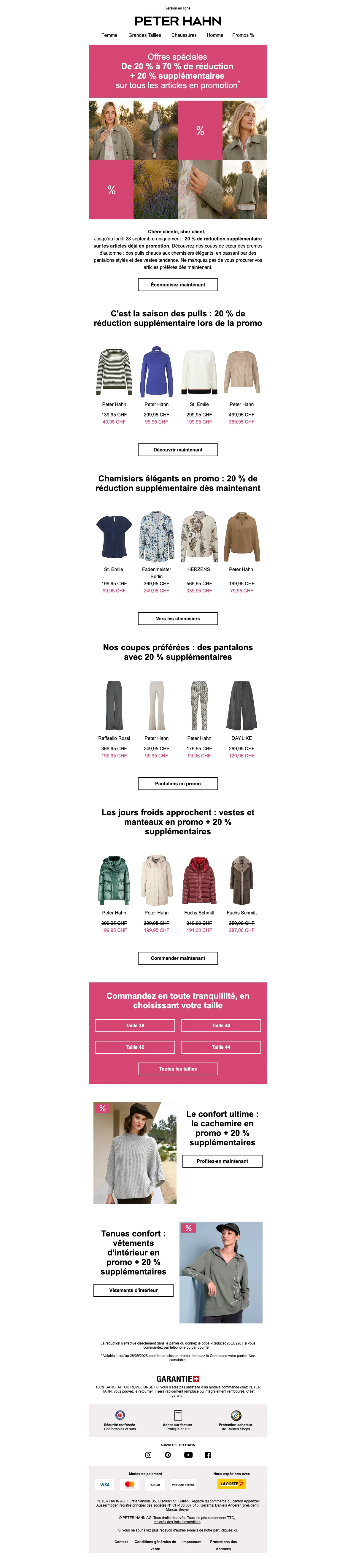 Preuve du coupon - Peter Hahn - [[20% supplémentaire]] sur tous les articles en promo