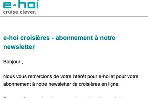 e-hoi croisières - abonnement à notre newsletter