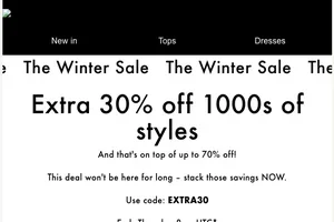 The Winter Sale: extra 30% off 1000s of styles