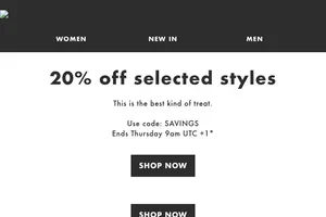 20% off selected styles
