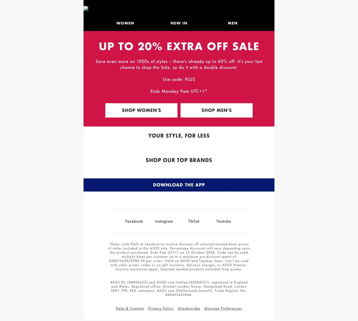 Preuve du coupon - ASOS - Code promo : [[jusqu'à 20%]] supplémentaires sur les articles soldés