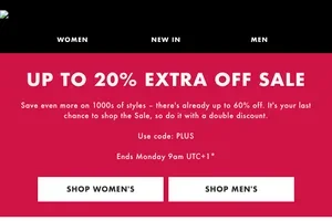 Ends soon: up to 20% extra off Sale