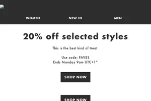 20% off selected styles