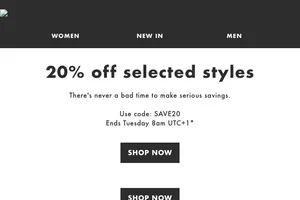 20% off selected styles