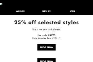 25% off selected styles