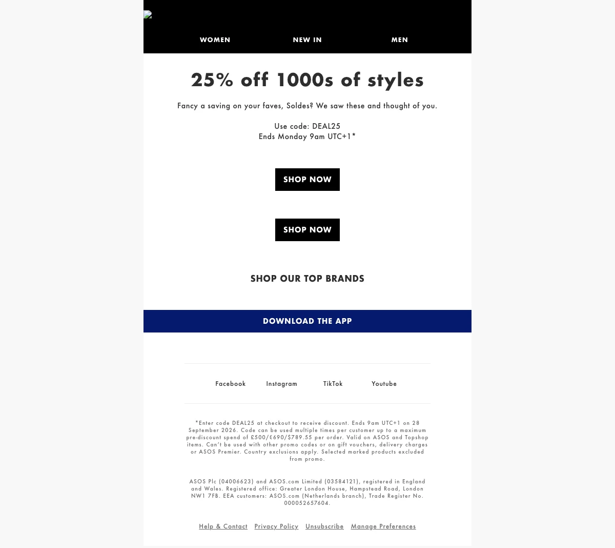 Preuve du coupon - ASOS - Code promo : [[25% de réduction]] sur des milliers de styles