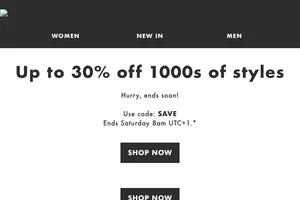 Last chance: up to 30% off 1000s of styles