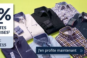 15 % sur toutes les chemises!