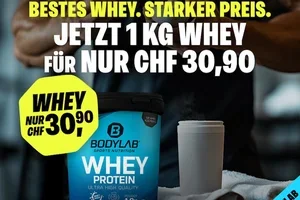 1 kg Whey für CHF 30,90 + 22 % auf BODYLAB!