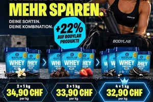 1 kg Whey ab 32,90 CHF + 22 % auf BODYLAB!