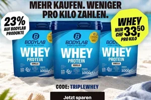 3× Whey für 33,50 CHF pro Kilo!