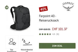 🎁 Nur heute: 40% Rabatt auf Osprey Rucksäcke