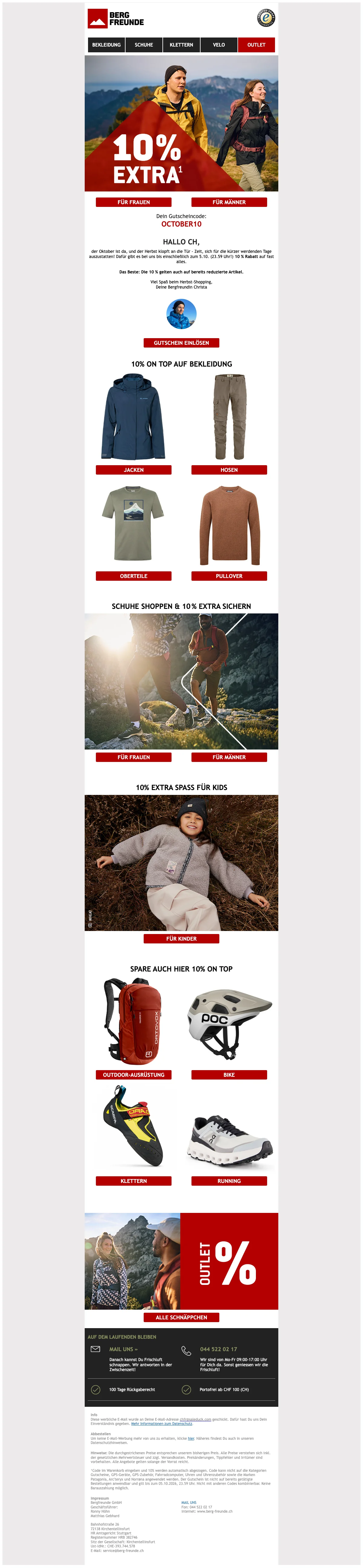 Preuve du coupon - Bergfreunde - Code promo : [[10% de réduction]] automne, sur vêtements et chaussures