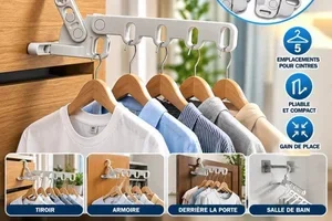 🧺 Lot de 2 Étendoirs à Linge Pliables – Gain de Place 🦷 Nettoyeur Dentaire Électrique 6 en 1 ...