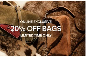 STARTS NOW: 20% off *all* Bags!