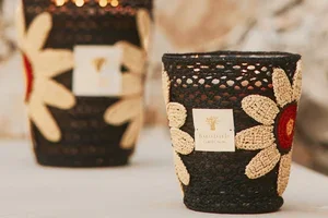 Summer embroidered in raffia