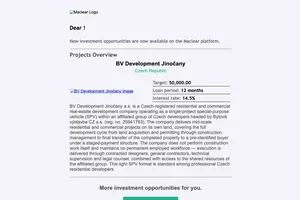 Don't miss it! A new project "BV Development Jinočany (PJ2052)" listed on the Maclear platform.