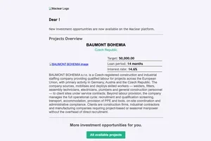 Don't miss it! A new project "BAUMONT BOHEMIA (PJ2053)" listed on the Maclear platform.