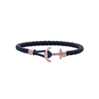 Bracelet ancre Phrep Lite or rose cuir bleu marine