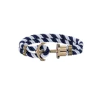 Bracelet Ancre Phrep Laiton Nylon Bleu Marine Blanc