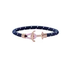 Bracelet Ancre Phrep Lite Or Rose Nylon Bleu Marine Blanc Rose