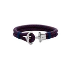 Bracelet Ancre Phrep Argent Nylon Bleu Marine Rouge
