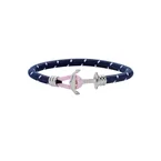 Bracelet Ancre Phrep Lite Argent Nylon Bleu Marine Blanc Rose