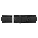 Bracelet de montre cuir argent noir 20 mm