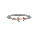 Bracelet ancre Phrep Lite or rose cuir gris