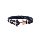 Bracelet ancre Phrep or rose cuir bleu marine