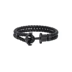 Bracelet Ancre Phrep Cuir Noir Noir