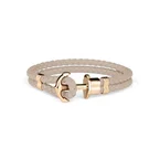 Bracelet Ancre Phrep Doré Cuir Noisette