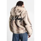 Veste ample en fourrure synthétique - Beige clair + Brun