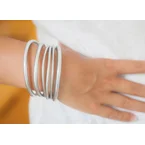 Lot de 3 Joncs bouddhistes porte-bonheur argentés, bracelet tibétain