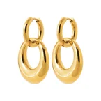 Boucles d’oreilles pendantes dorées à deux anneaux – en acier inoxydable