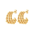 Boucles d’oreilles dorées à perles en relief – en acier inoxydable