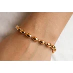Bracelet perles ovales en acier inoxydable doré