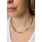 Collier maille serpentine en acier - Collier maille miroir doré