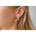 Boucles d’oreilles feuilles acier doré – bijou élégant et naturel